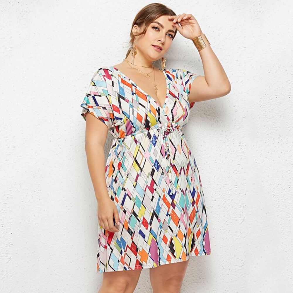 Geometric print Baby-doll dress